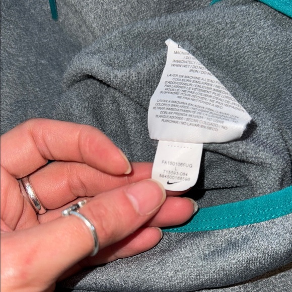 Nike Size Large Hoodie- Therma-Fit Grey with Teal Sleeves & Hood Green ‘DO IT.’ - Picture 9 of 10
